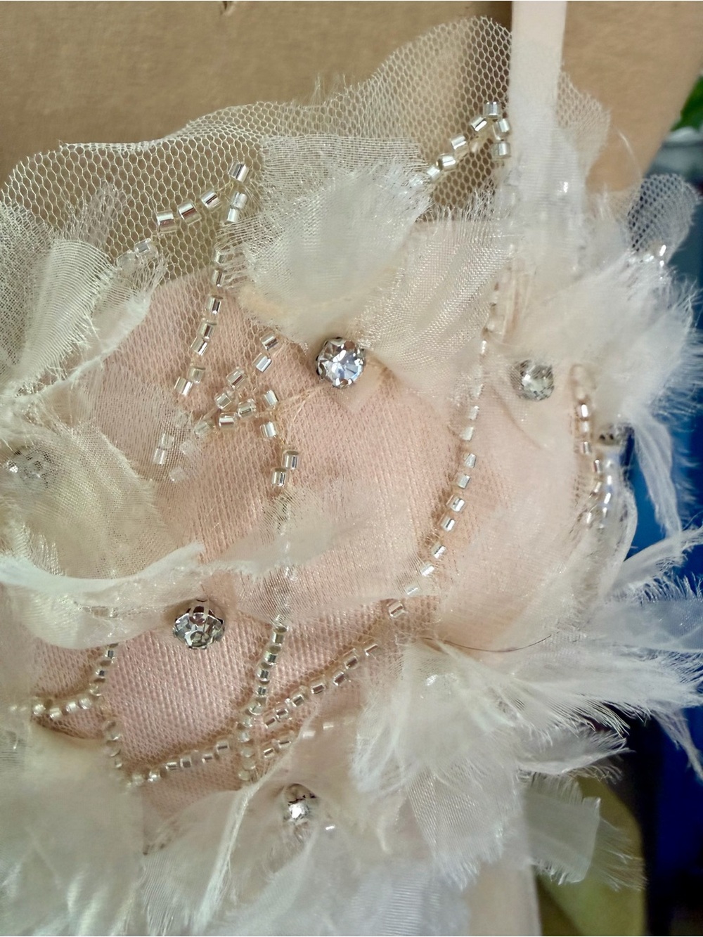 Delicate Blush Floral Appliqué Bustier Top - Picture 5 of 12